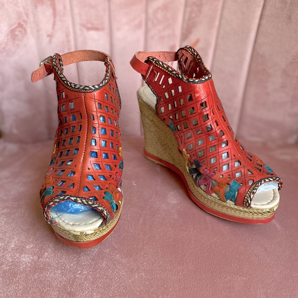 Handmade, Leather, Mexican Sandal Wedges, Huarache